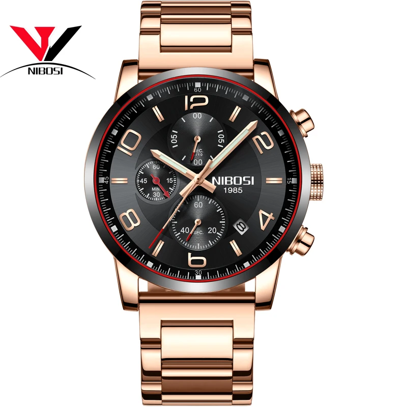 NIBOSI спортивные мужские часы военные армейские кварцевые аналоговые