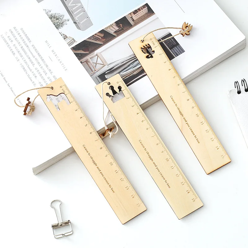Cute Cartoon Horse Wooden Ruler Creative Hollow Tower Scale Template For Kids Gift Korean Stationery Office School Supplies