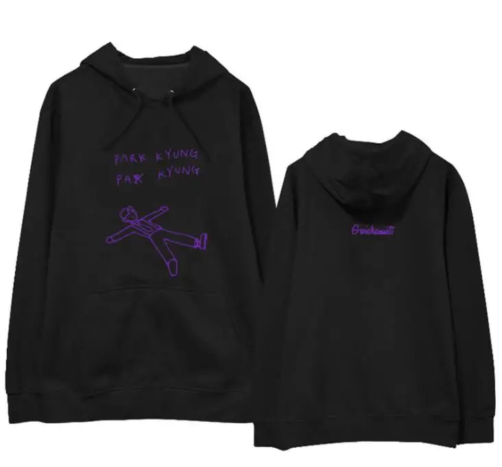

Kpop block b park kyung single album same cartoon printing pullover hoodies unisex loose fleece/thin k-pop sweatshirt