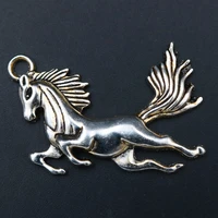 wkoud 6pcs silver plated pentium ferghana horse charm vintage necklace bracelet diy metal jewelry pendants a1754