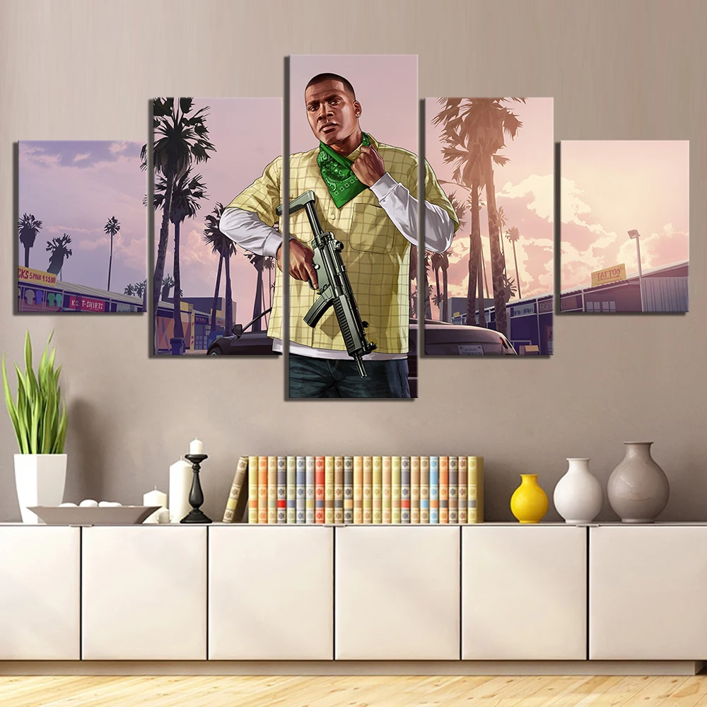 5 шт. Grand Theft Auto V мультфильм картинки игры Искусство Печать холст картины