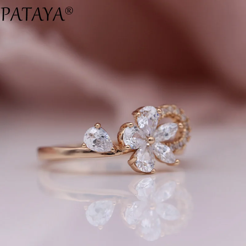 PATAYA, Новое поступление 585, розовое золото, натуральный циркон, полые серьги-капли, кольца, наборы для женщин, модные, свадебные, Роскошные, милые, ювелирный набор
