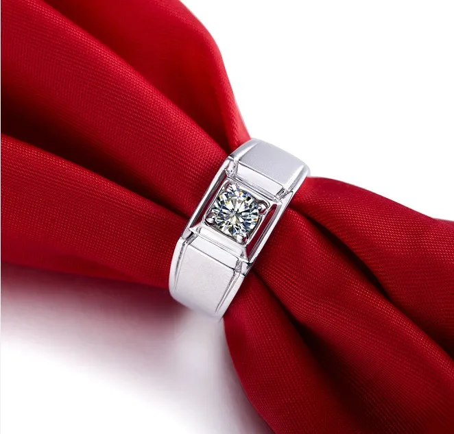 Классическое великолепное мужское обручальное кольцо из белого золота с