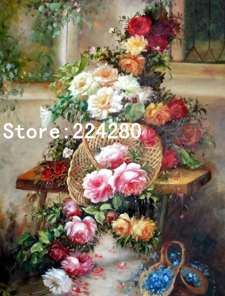 Cesta rom&aacute;ntica de costura de flores, para bordado, dormitorio, bricolaje, 14CT, kits de punto de cruz sin imprimir, manualidades de decoraci&oacute;n de punto de cruz-0