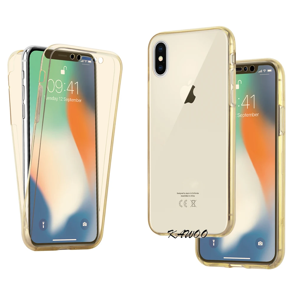 360 градусов Полная защита Прозрачный мягкий силиконовый чехол для iPhone X 7 Plus 8 6S SE 5C 4S противоударный передний задний гелевый Чехол для телефона