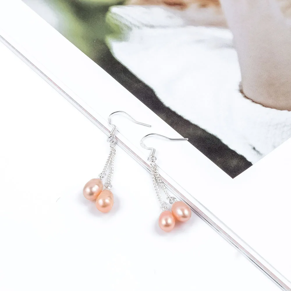Natural Long Chain Pearl Dangle Earrings Beautiful Ladies Drop Three Colors Elegant Woman Fashion Freshwater | Украшения и