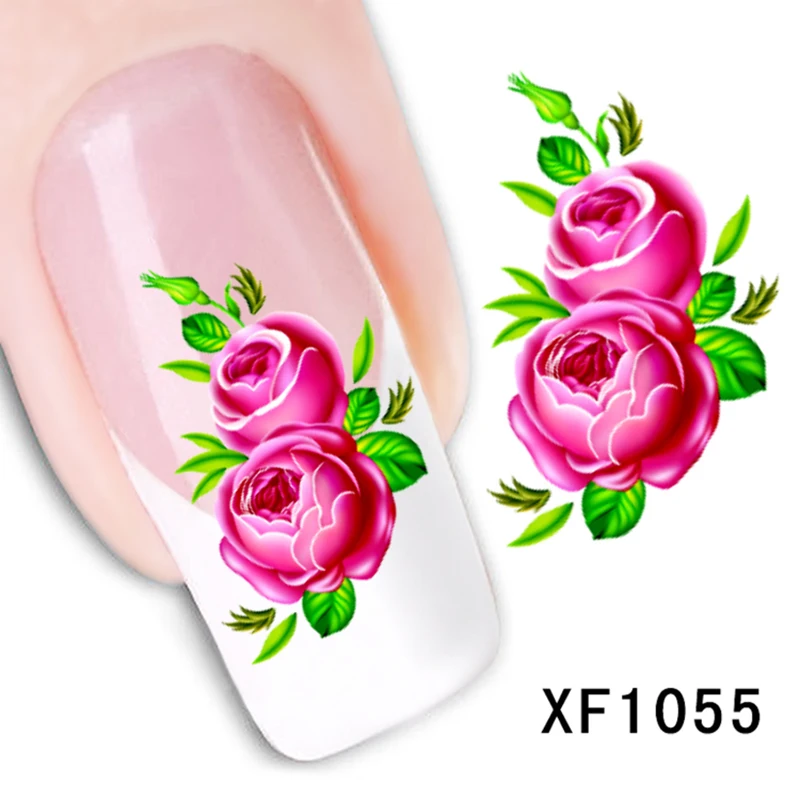 Цветок полный дизайн наклейка для ногтей цветочный штамп наклейки ногтевого