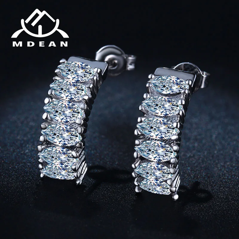 Серьги MDEAN цвета белого золота для женщин ювелирные изделия AAA Циркон Свадебные