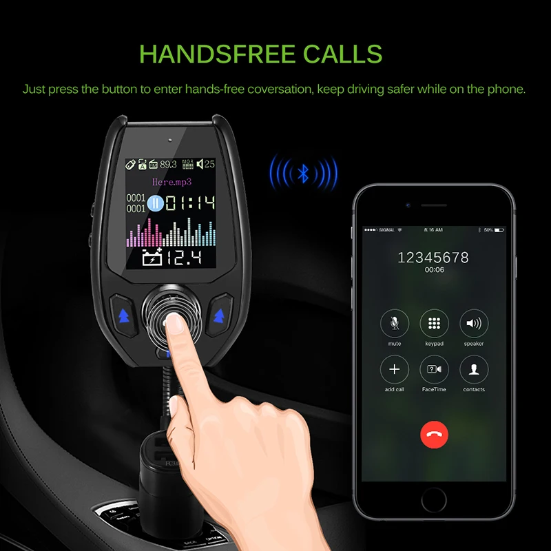 Onever, 5 В, 3,0 А, fm-передатчик, автомобильный, Bluetooth, Handsfree, модулятор, QC, три usb порта, зарядное устройство, mp3-плеер, 12 В-24 В, автомобильный комплект, подходит для TF