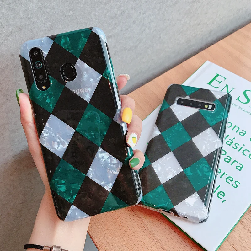 Ретро сплошной ромб чехол для Galaxy S8 S9 S10 плюс A8s A9s с украшением в виде кристаллов