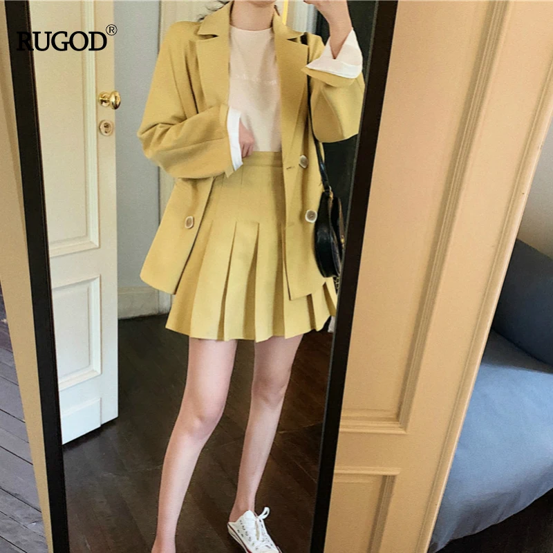 RUGOD модный однотонный однобортный Женский блейзер с зубчатым воротником