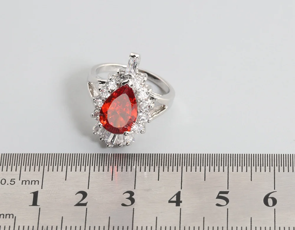 Superior Red Garnet 8*12mm Semi-precious Stone Silver Cool For Women Ring Q2436 | Украшения и аксессуары