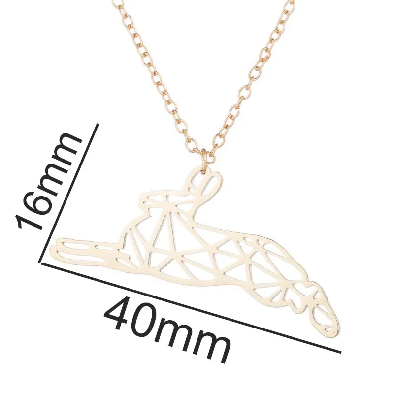 Yiustar Элегантное животное кроличье геометрическое ожерелье кролика женщины девушки оригами ювелирные изделия лучший подарок на Рождество для лучшей подруги.