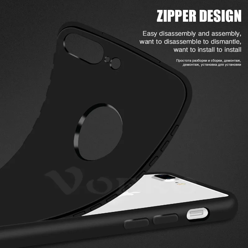 VOERO Luxury Soft TPU Silicone 360 Full Cover Cases For iPhone 7 6s 6 case 5 5s for Plus with glass |