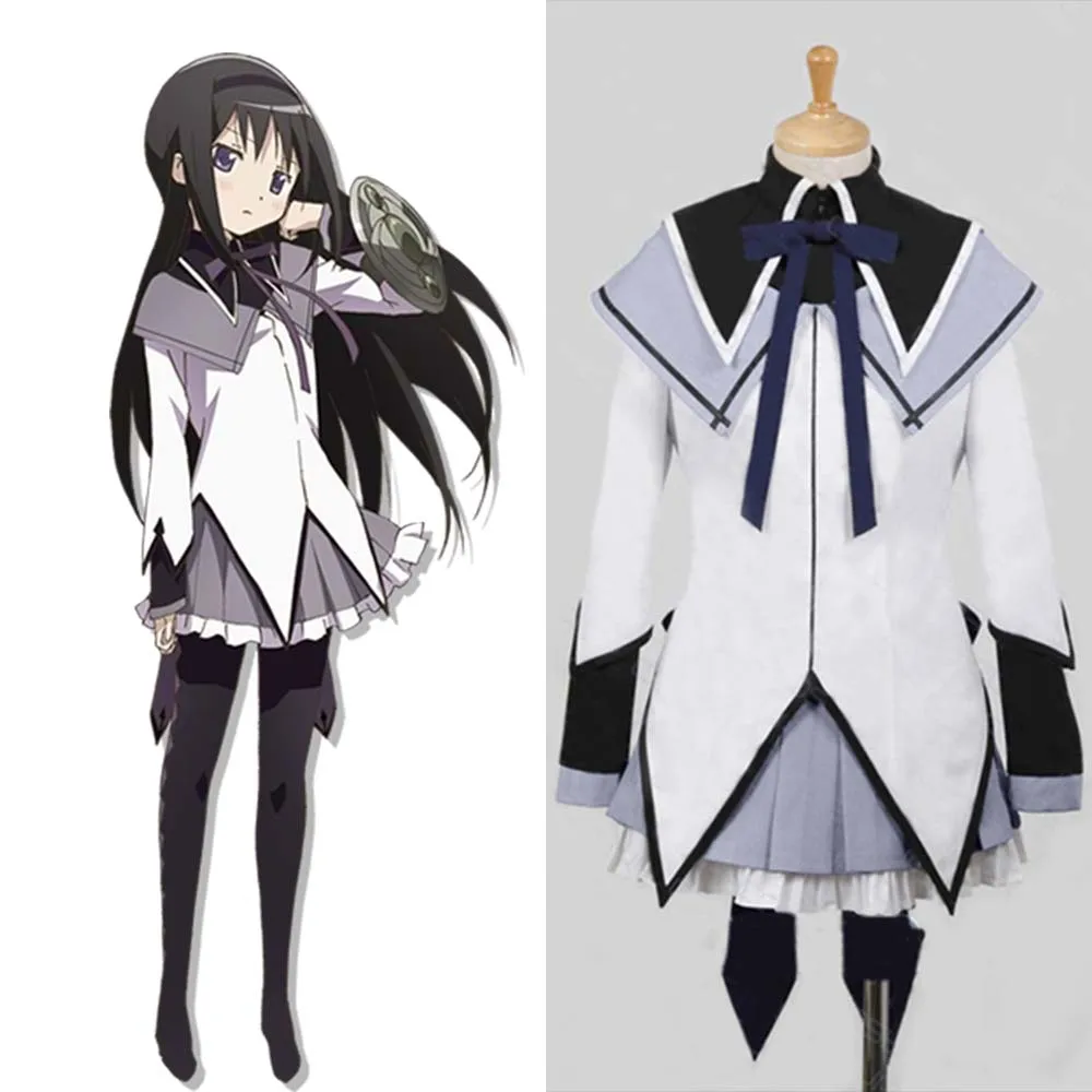 Puella Magi Madoka Magica Homura Akemi Косплэй полные комплекты школьная Униформа Платье на