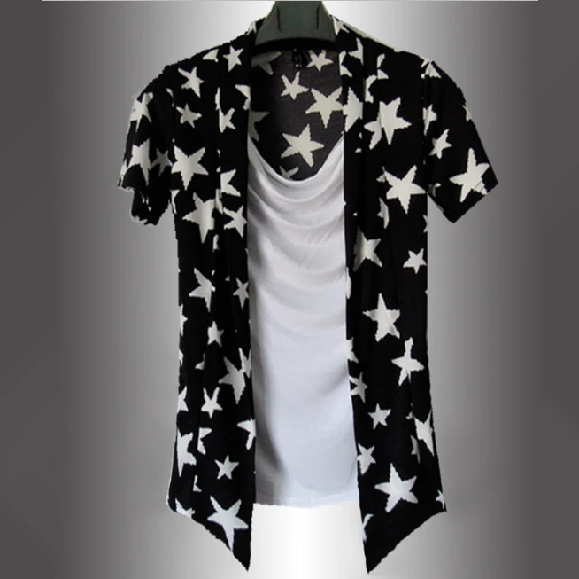 Новинка 2016 летние повседневные мужские футболки из двух частей с цветочным