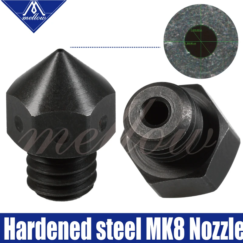 

Mellow High Temperature Hardened Steel MK7 MK8 Nozzles F/ Micro Swiss Creality CR-10 Ender 3 Hotend Prusa i3 3D printer
