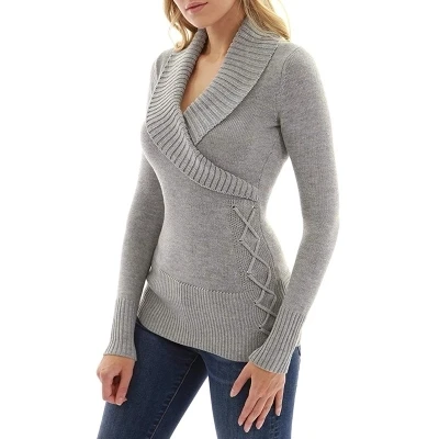 2020 Autumn Fashion Slim Pullovers Women Clothes Criss-cross V-neck Sweater Long Sleeve Casual Jumper Solid Knitted Tops HL3642 | Женская