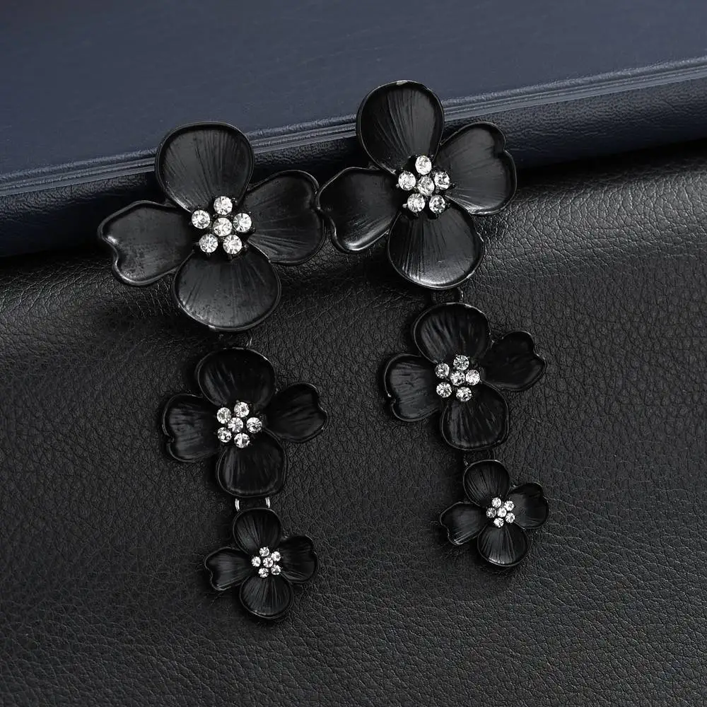 2018 Exaggeration Long Big Flower Dangle Earrings For Women Fashion Trendy Boho Style Crystal Drop Jewelry Brincos | Украшения и