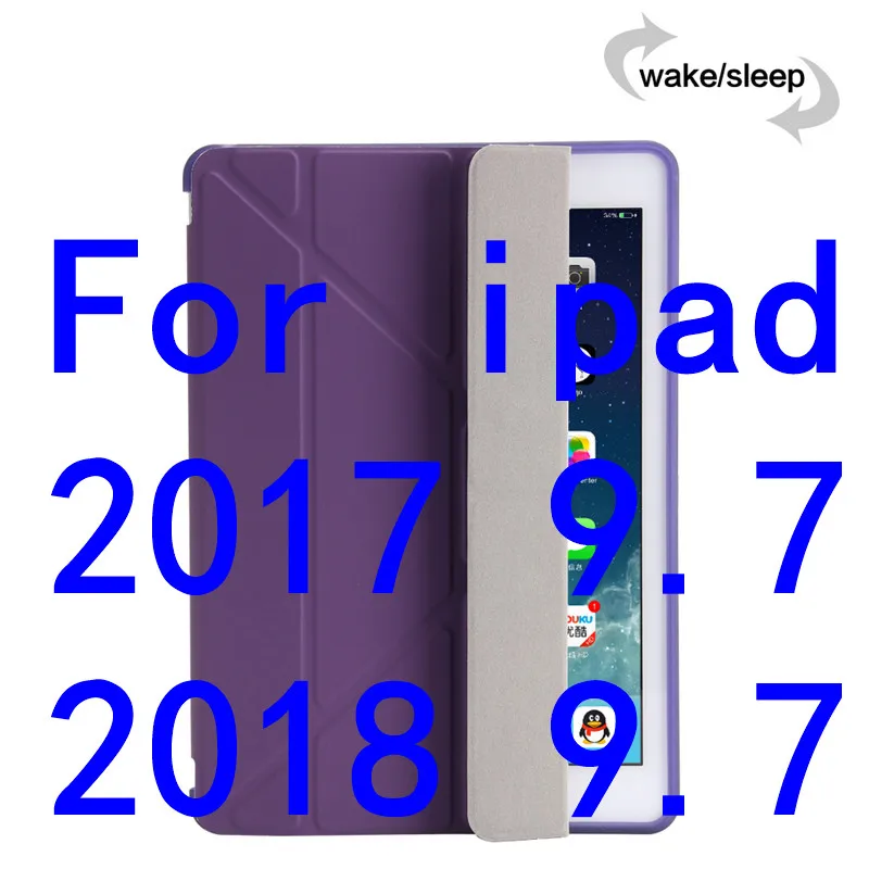 Ультра тонкий стенд из искусственной кожи чехол для apple ipad 2/3/4 чехол Мягкая задняя откидная смарт-Крышка для ipad 2 017 9,7 дюймов Настольный Чехол+ пленка - Цвет: 2017 purple