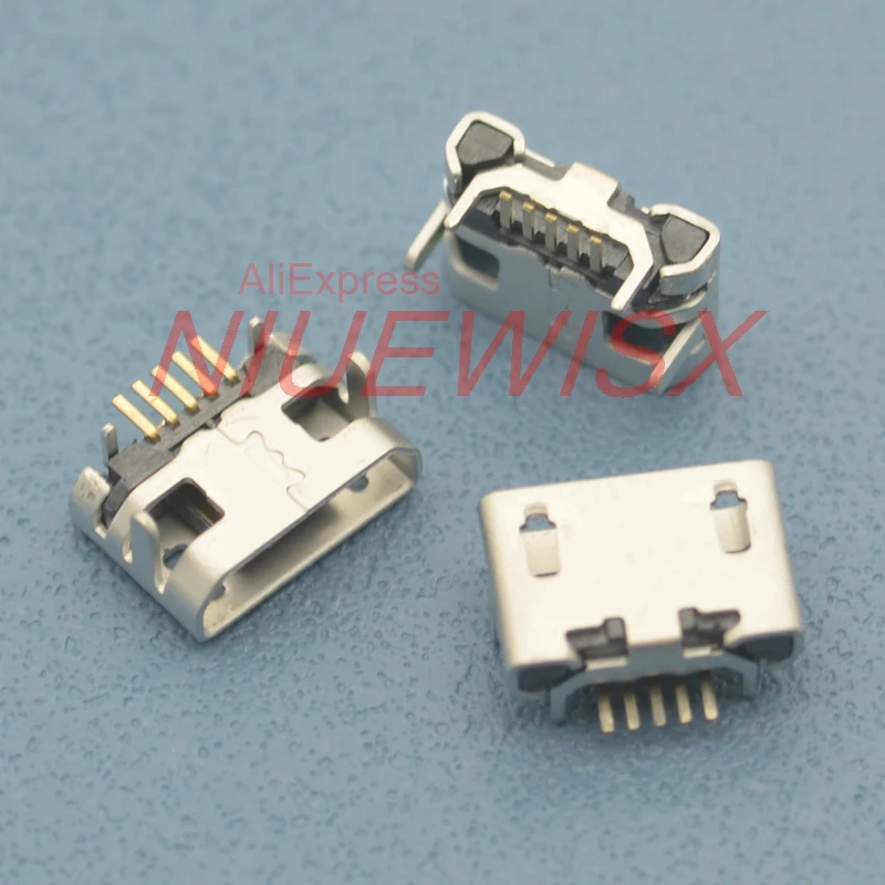 50 шт. микро USB 5pin Джек Бык Рог четыре ножки гнездо разъем длинные иглы мини usb