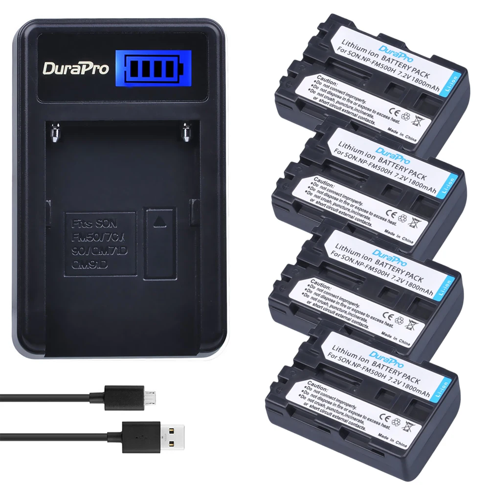 4 шт. DuraPro NP FM500H 1800 мАч 7 2 В литий ионный аккумулятор + зарядное устройство USB с ЖК