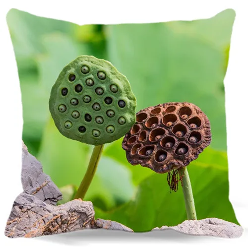 Квадратный чехол для подушки розовый красный лотос зеленый корень лотоса хлопок