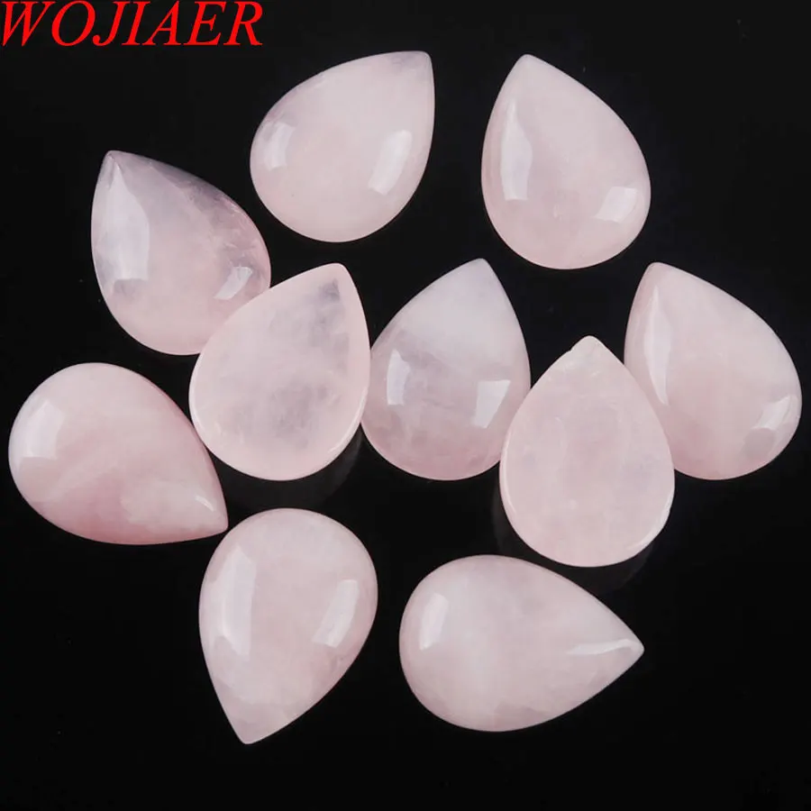 Rose Quartz PU3039 WOJIAER натуральный драгоценный Камень Каплевидный Кабошон не просверленное отверстие кабина 13x18x6 мм Изготовление ювелирных изделий 10 шт. PBU303 - Цвет: Rose Quartz PU3039