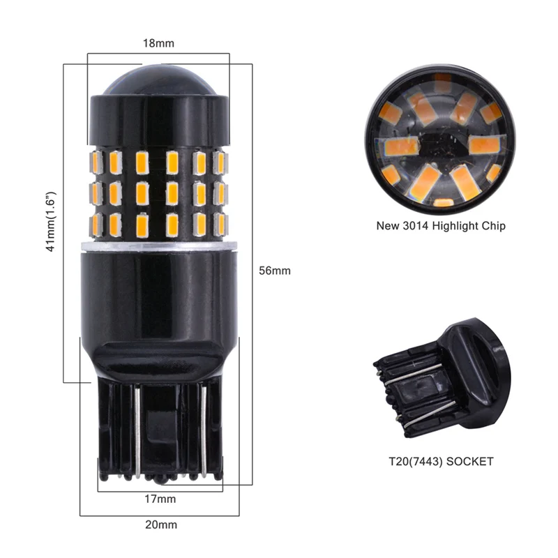 Katur 2x T20 7443 7440 992 светодиодный 650 люмен энергосберегающий Янтарный светильник