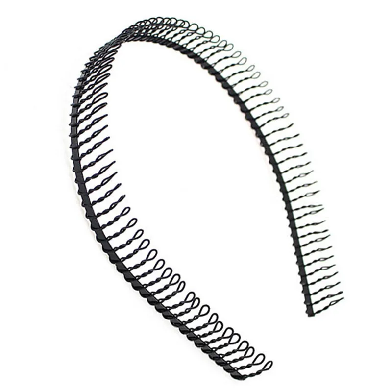 Обруч для волос с зубцами мужчин и женщин металлический черный спортивный