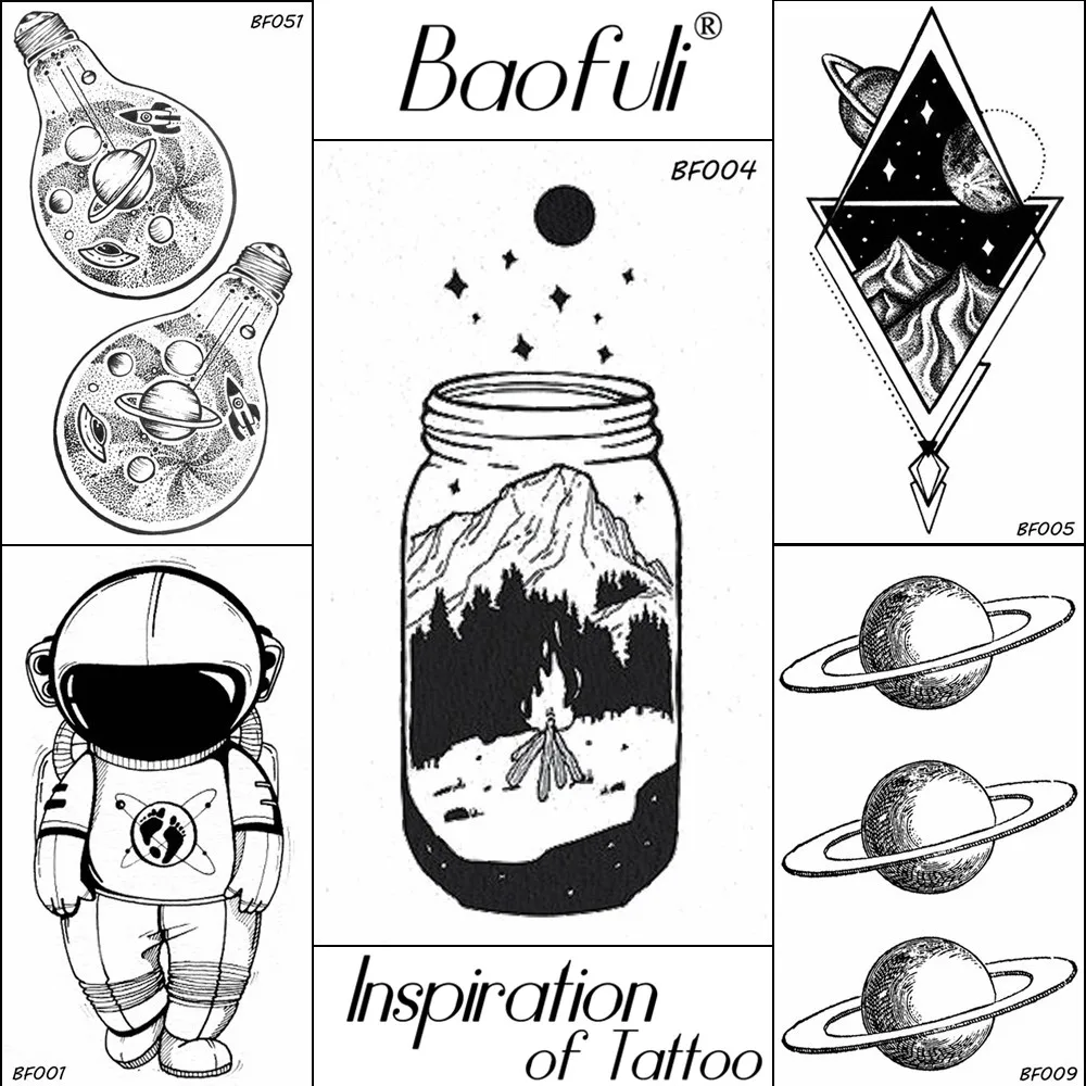 Татуировка BAOFULI мужской боди арт временная Вселенная Black Hill Star Tatoos для мальчиков