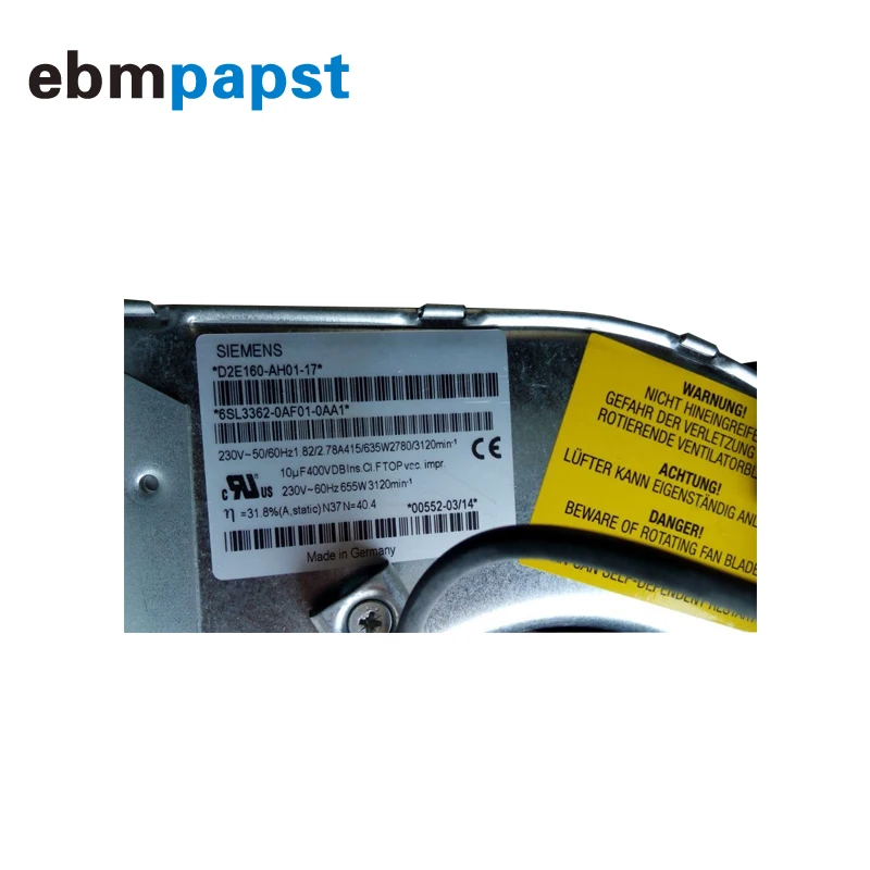 Немецкий D2E160-AH01-17 6SL3362-0AF01-0AA1 M2E074-LA Siemens 230V 410W центробежный вентилятор