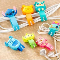 10pcslot lovely stitch donald duck cartoon cable winder headphone earphone cable wire organizer cord holder for iphone samsung