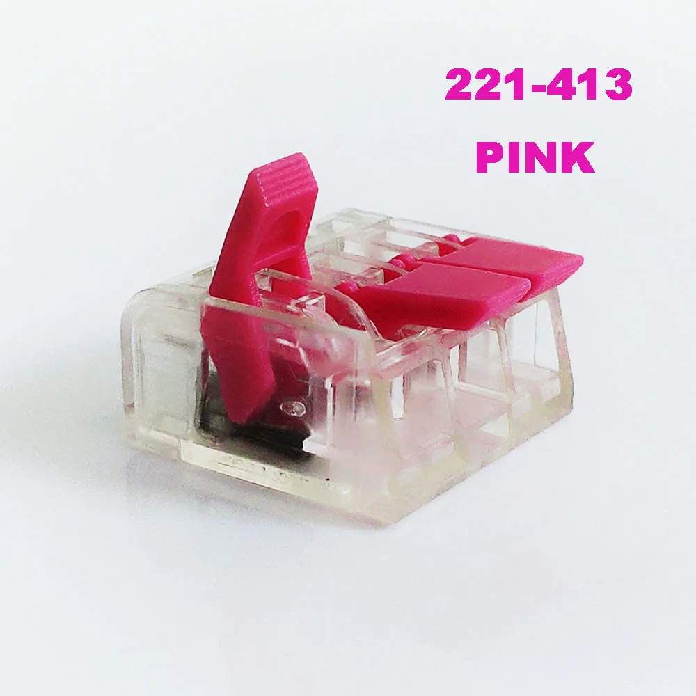 221-413-pink Разъем провода 412 413 тип Быстрый провод Кабельный соединитель Универсальный Компактный Быстрый провод разъем питания нажимной клеммный блок - Цвет: 221-413-pink