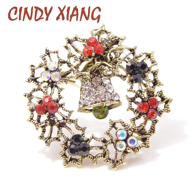CINDY XIANG стразы цветок круг броши с колокольчиком для женщин винтажная