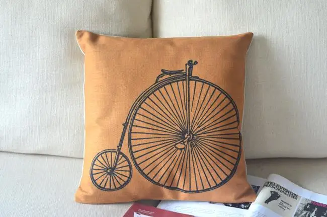 British Retro Bike Pillow cover,cycling Cushion cover,Linen Pillow case Office pillows home decorative sofa Cushions