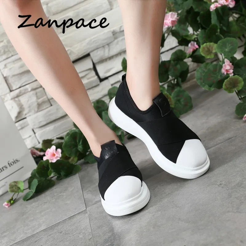 Женские холщовые туфли без шнуровки черные высокие кроссовки с