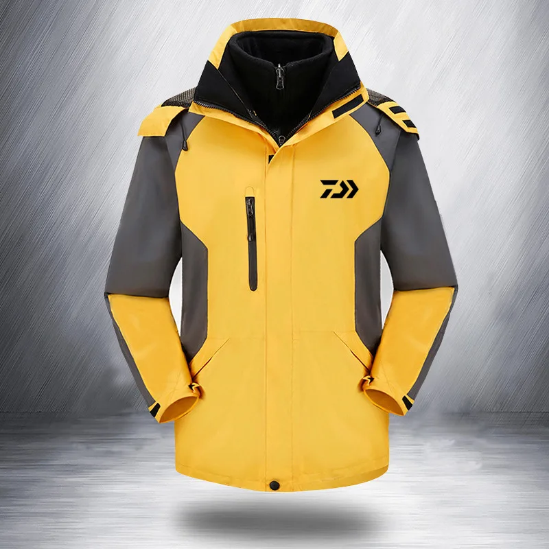 

2019 Daiwa Fishing Clothing For Men Women Autumn Winter Waterproof Warm Fishing Jackets Patchwork Hooded Mountaineering Suits
