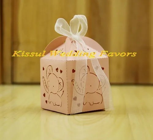 (10 шт./лот) Детская лазерная резка слоненка бумажная коробка для детского дня