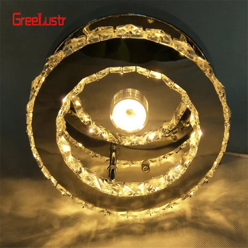 Lámpara de techo con anillos de espejo de iluminación LED, Araña de cristal moderna, luminaria para sala de estar, cocina, decoración del hogar, accesorio de luz