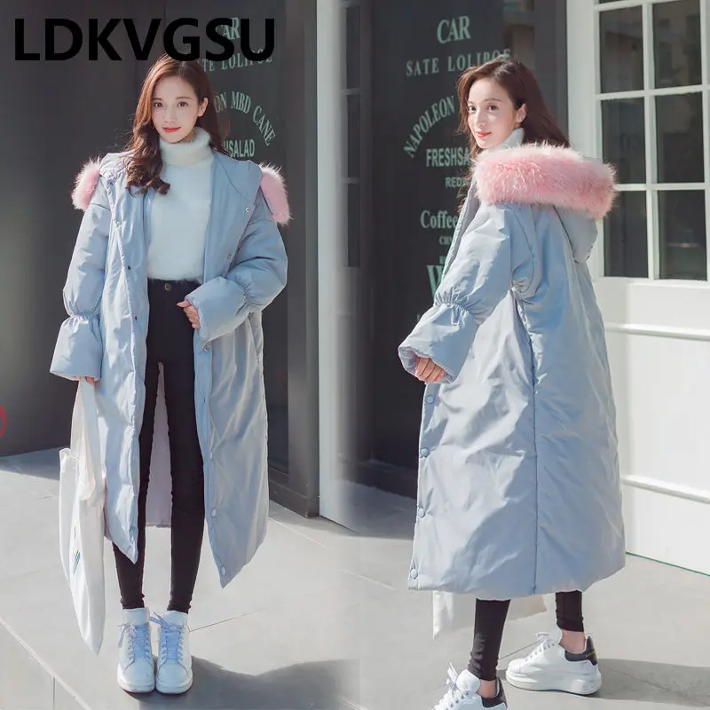 

Thicken Warm Down Cotton Jacket 2018 Winter Jacket Women's Hooded Cotton-Padded Coat Female Loose Long Winter Jacket Coat Is1270