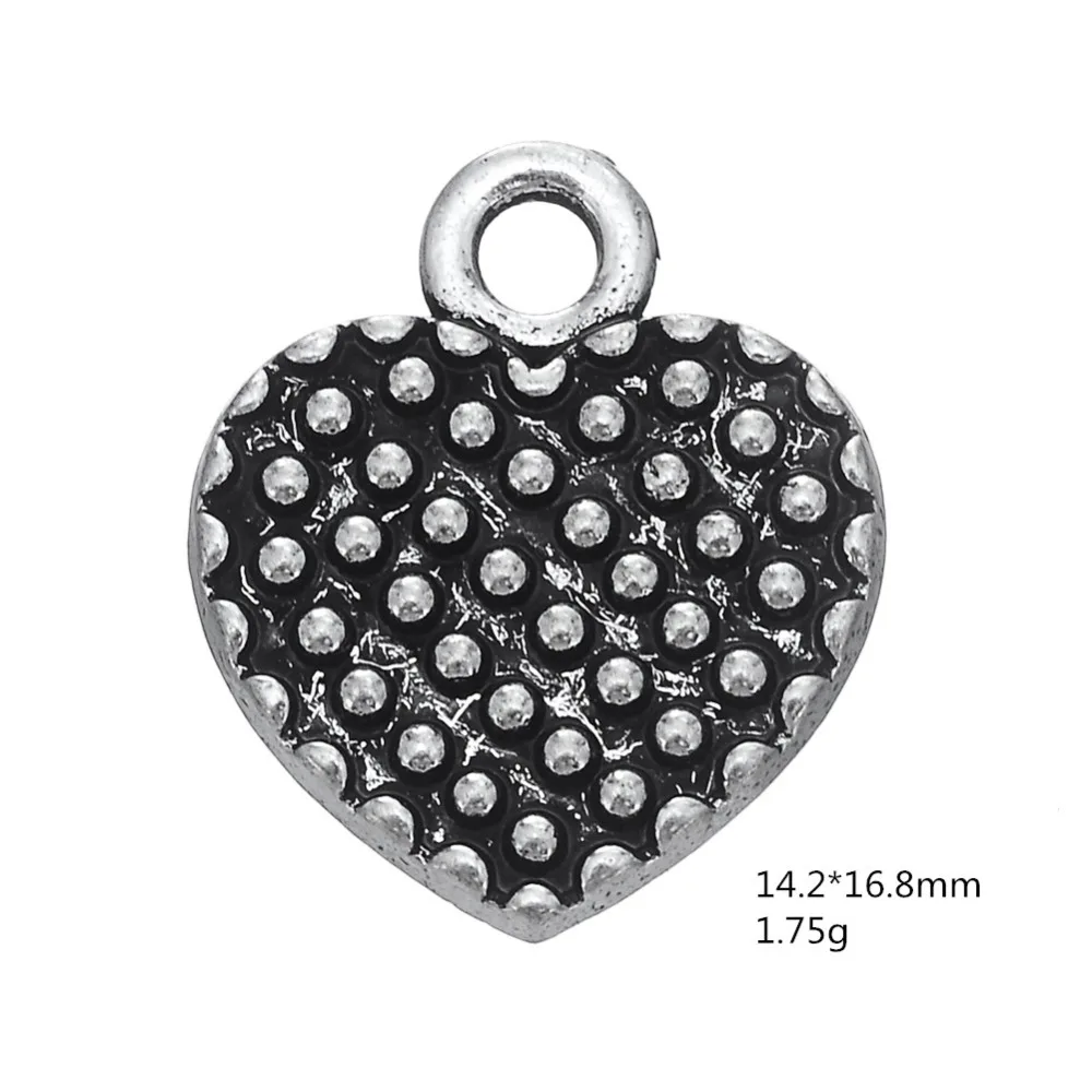 

my shape 20pcs/lot Zinc Alloy Hear Charms Lot Antique Sliver Color Plated Charms For Jewelry Making Fit DIY Key Chain Bracelet