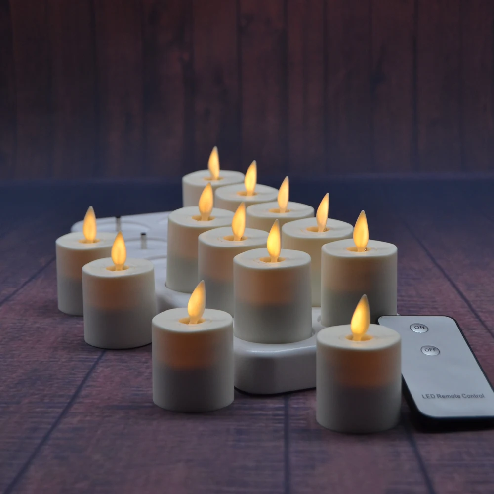 12 светодио дный шт./компл. Перезаряжаемые LED Tealight Беспламенного мерцания