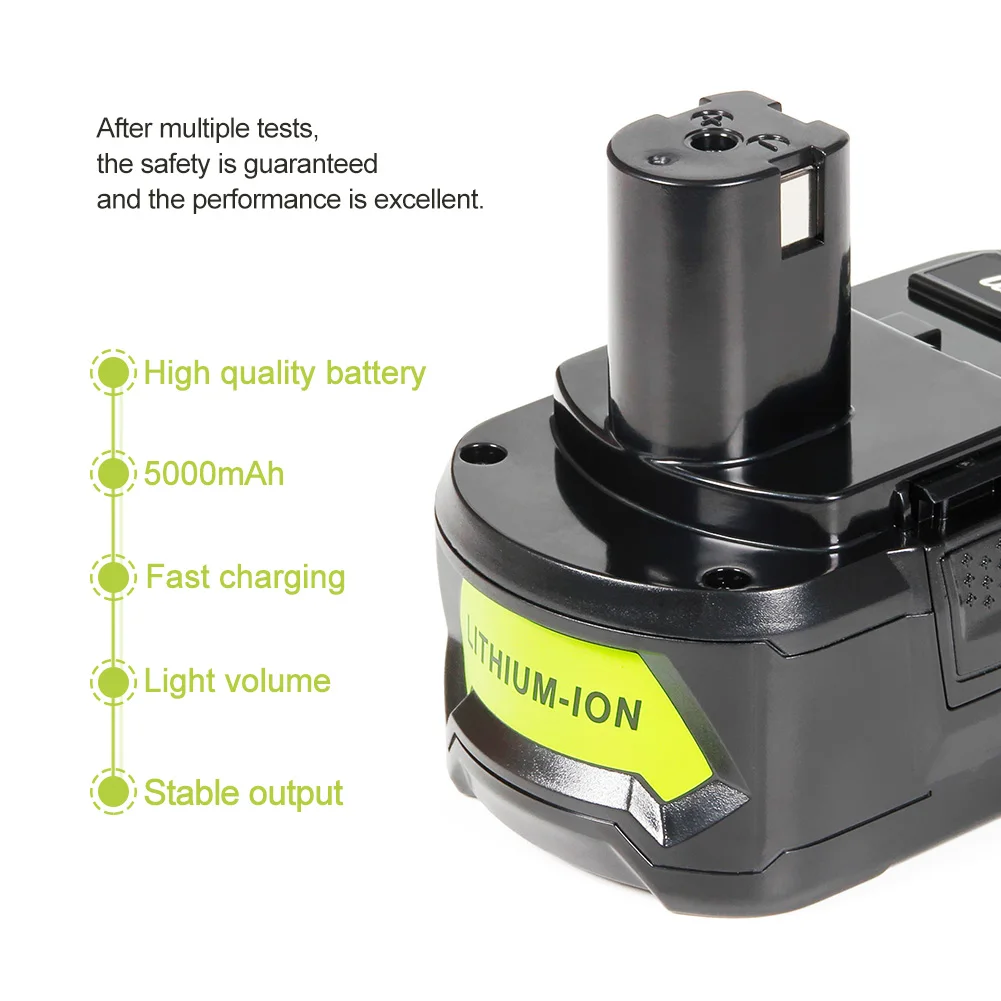 YHR 18 В 5000 мАч Замена Аккумулятор для Ryobi P108 RB18L40 P2000 P310 10 ячеек ONE + BIW180