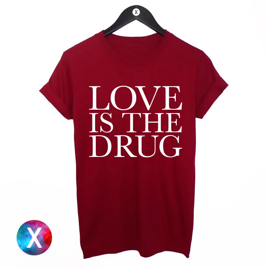 Мужская футболка с принтом LOVE IS THE DRUG SWAG хипстерский топ девизом унисекс большой
