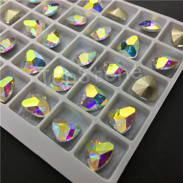 crystal AB 001AB K9 AB цвета мокко 9 мм Triangl e Кристалл заостренный назад TR Стразы смешанные цвета стекло кристалл необычный камень - Цвет: crystal AB 001AB