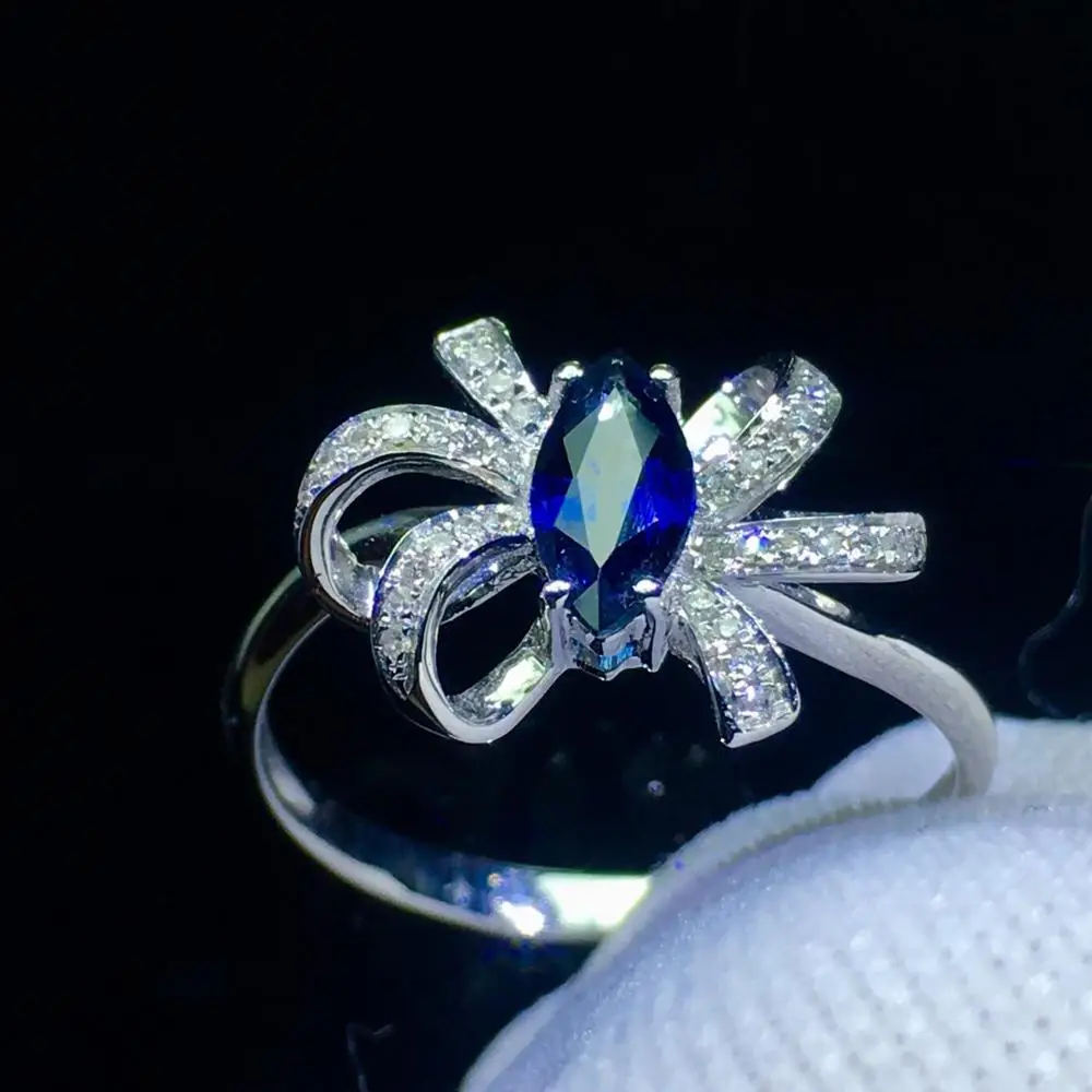 Fine Jewelry Sapphire Ring Natural 0.65ct Unheat Royal Blue Gemstone Pure 18 K Gold For Women Diamonds Rings | Украшения и