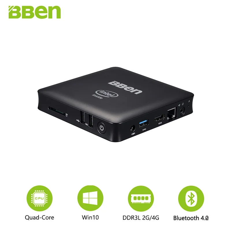 Bben Мини Смарт ТВ коробка intel четырехъядерный процессор z8350 WiFi Bluetooth 4,0 Lan порт DDR3 2 ГБ/4 ГБ ram, 32 ГБ/64 Гб rom медиаплеер win10