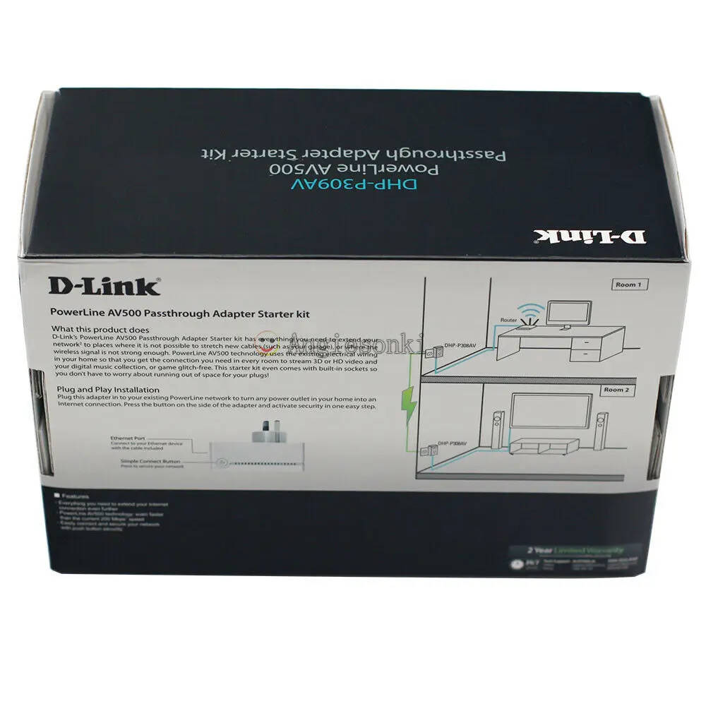 Адаптер прохода POWERLINE AV500 сетевой стартовый набор DLINK с функцией подключения к