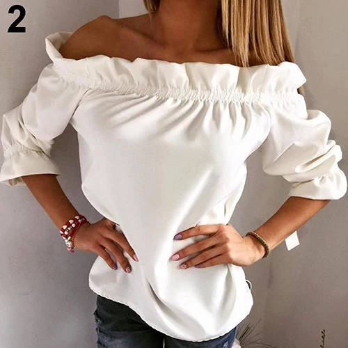 Женская сексуальная рубашка без бретелек с открытыми плечами повседневный топ